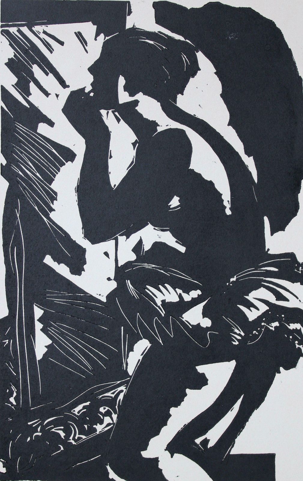 Arturs Mucenieks In Front Of The Mirror 19/100. Paper, Linocut, 1970 1970