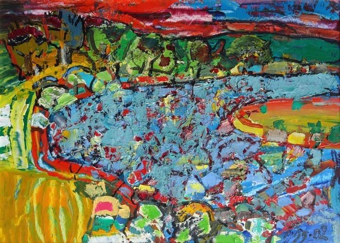 After Sunset. 2002, Oil On Canvas And Cardboard,