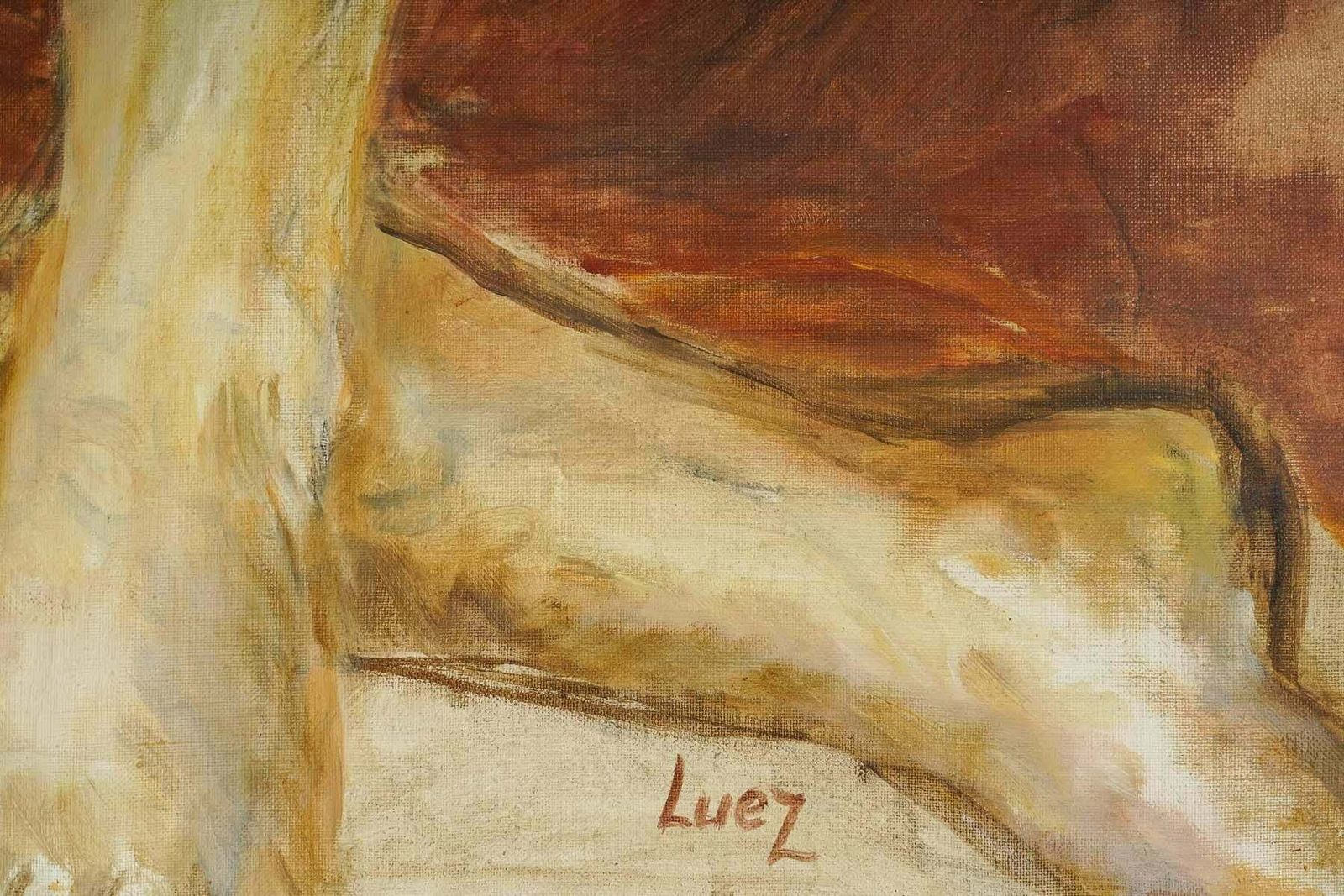 Oil On Canvas, Signed Evelyne Luez photo furniture