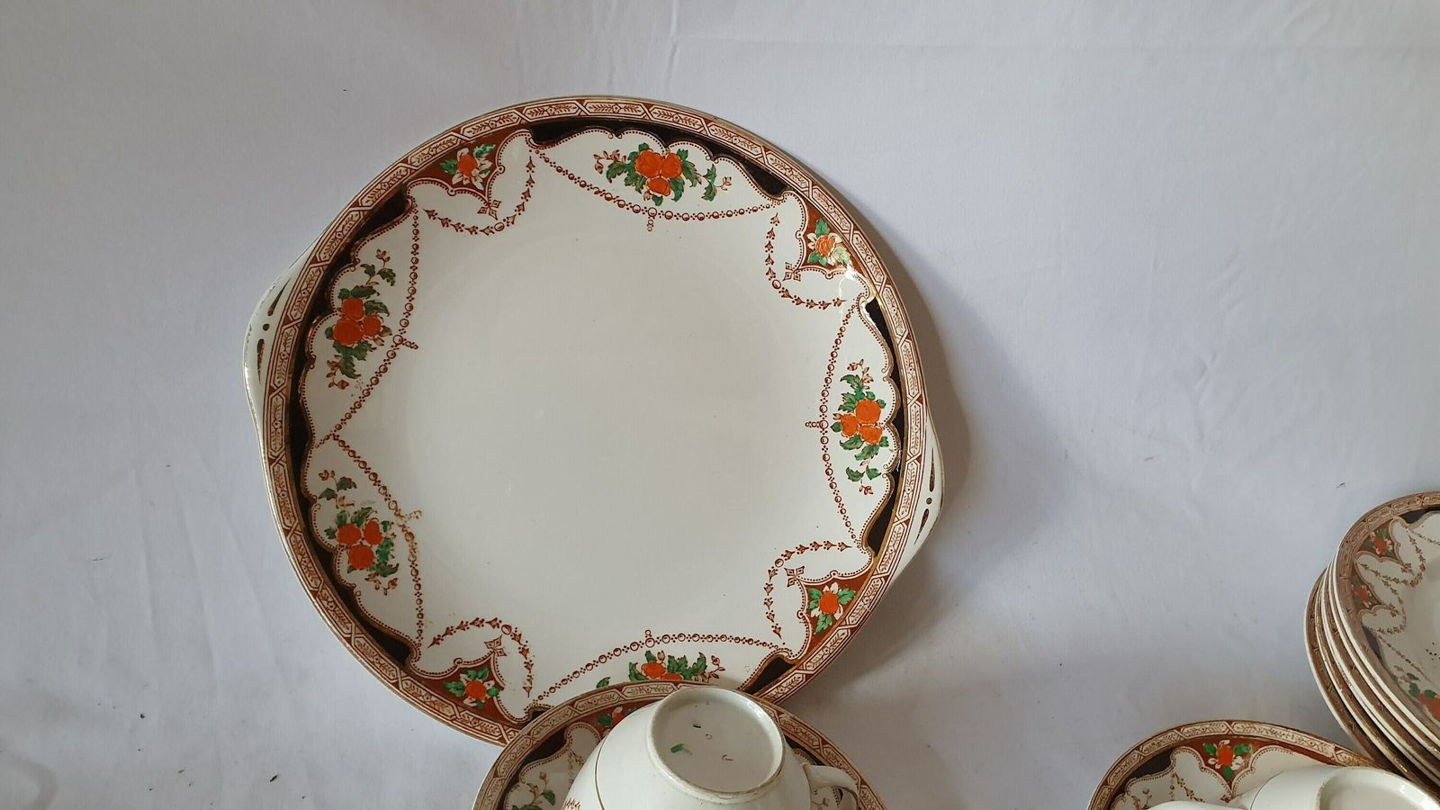 Large Vintage Ceramic Tea Service Diadem And Osborne. Tea Party! 24 Pieces. Early 20th Century. Tea Set photo vinterior