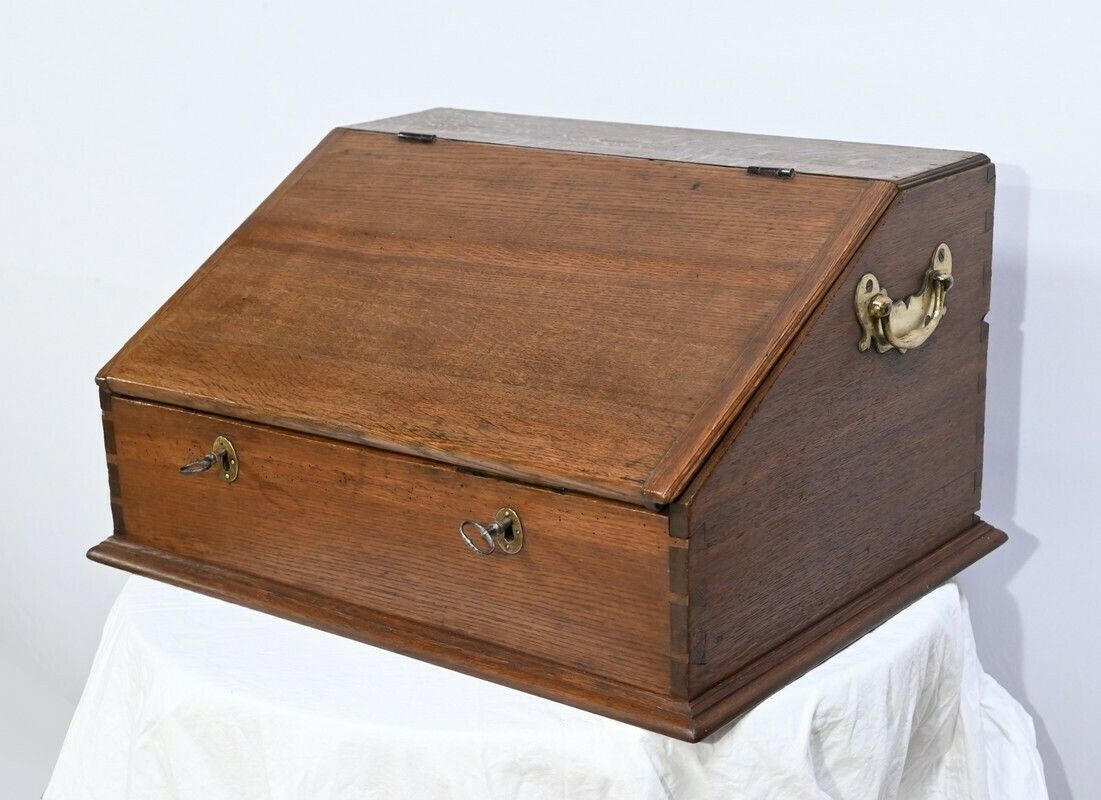 Rare Oak Money Changer Chest   Mid 19th Century photo for sale