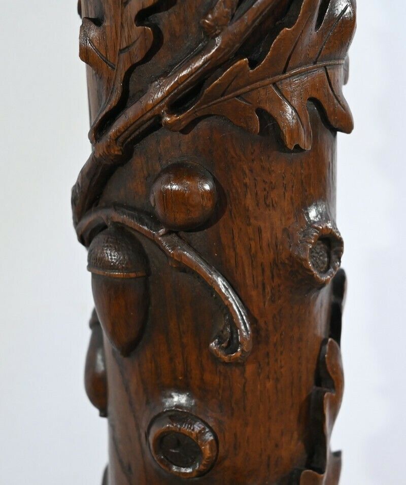 photo furniture Column In Oak And Walnut, Art Nouveau – 1900