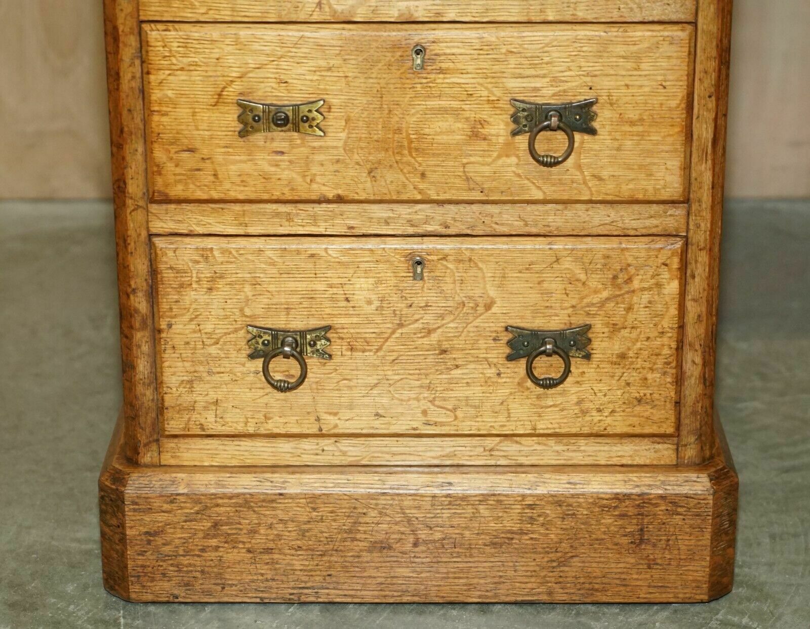 Antique Circa 1883 Reverend Frank H Fisher Gifted Victorian Oak Partner Desk photo vinterior