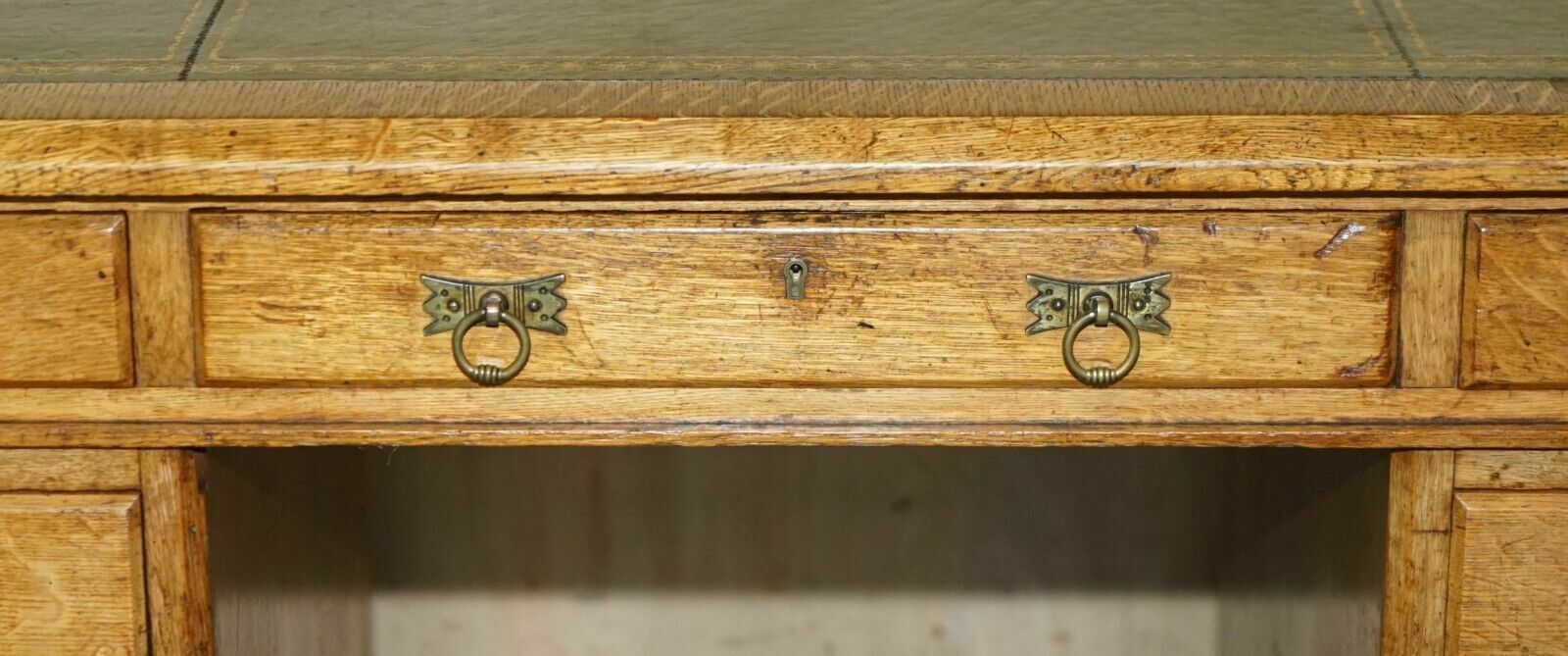 Antique Circa 1883 Reverend Frank H Fisher Gifted Victorian Oak Partner Desk photo vintage