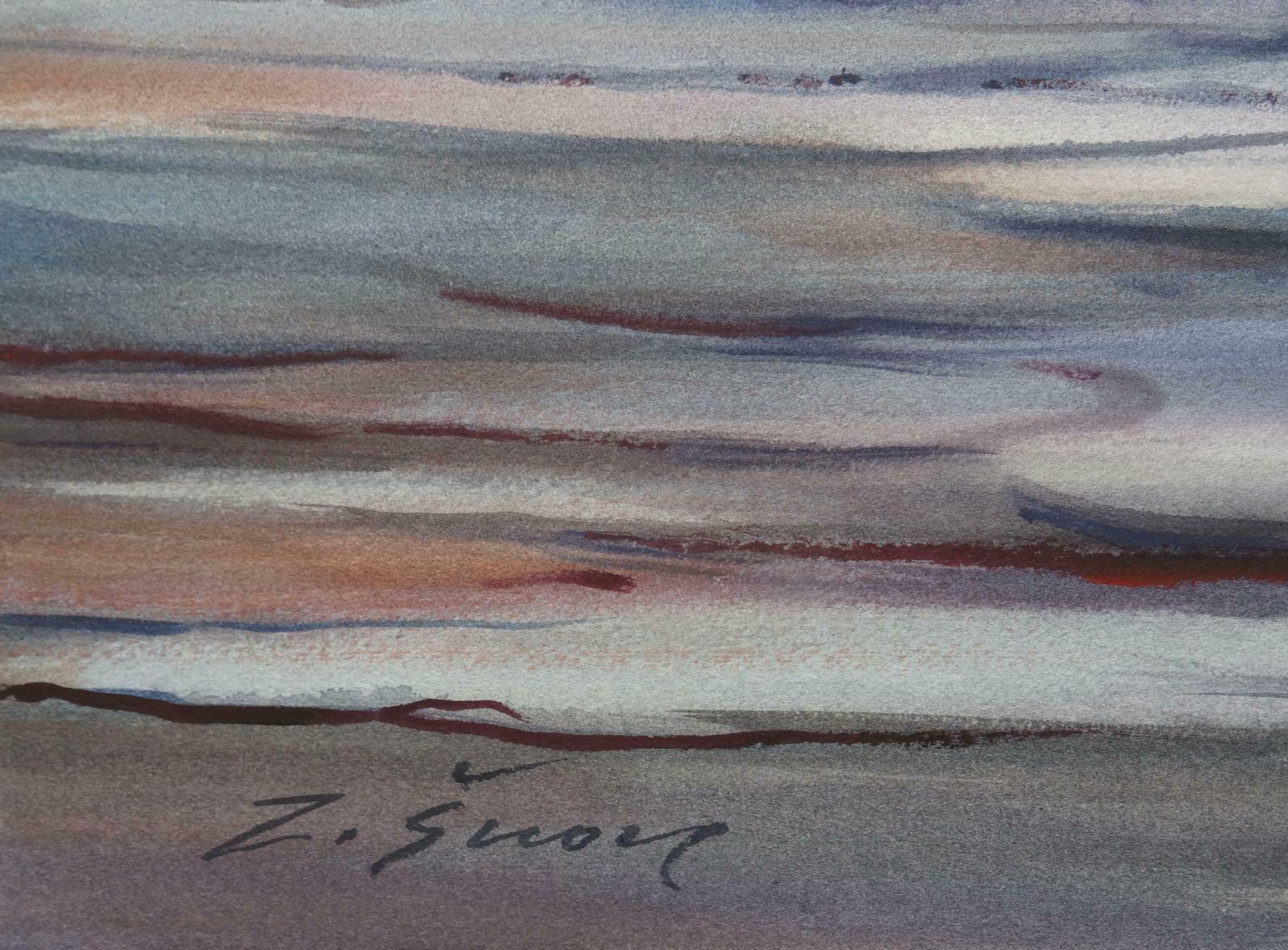 Zigmunds Snore Evening At The Sea. 2020. Watercolour, Paper photo furniture