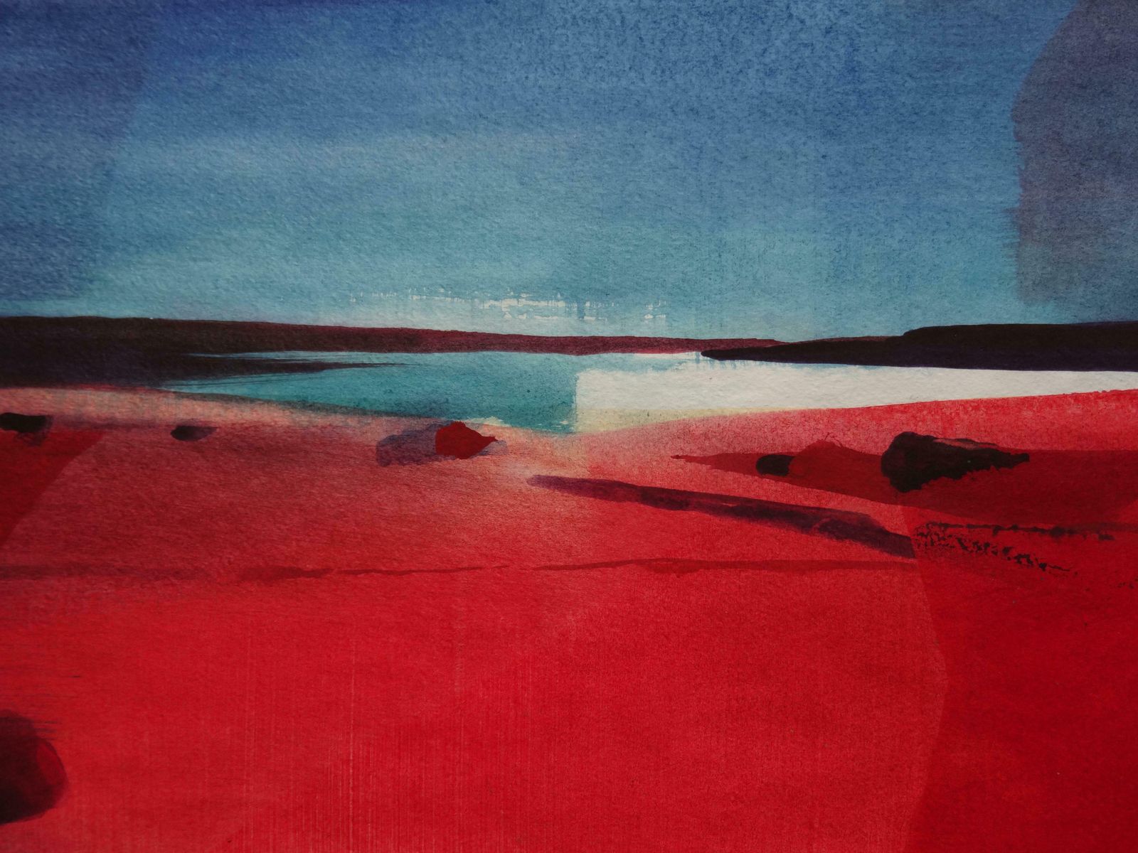 Zigmunds Snore Small Town. Red Blue Mood. 2020. Watercolour, Paper photo Art