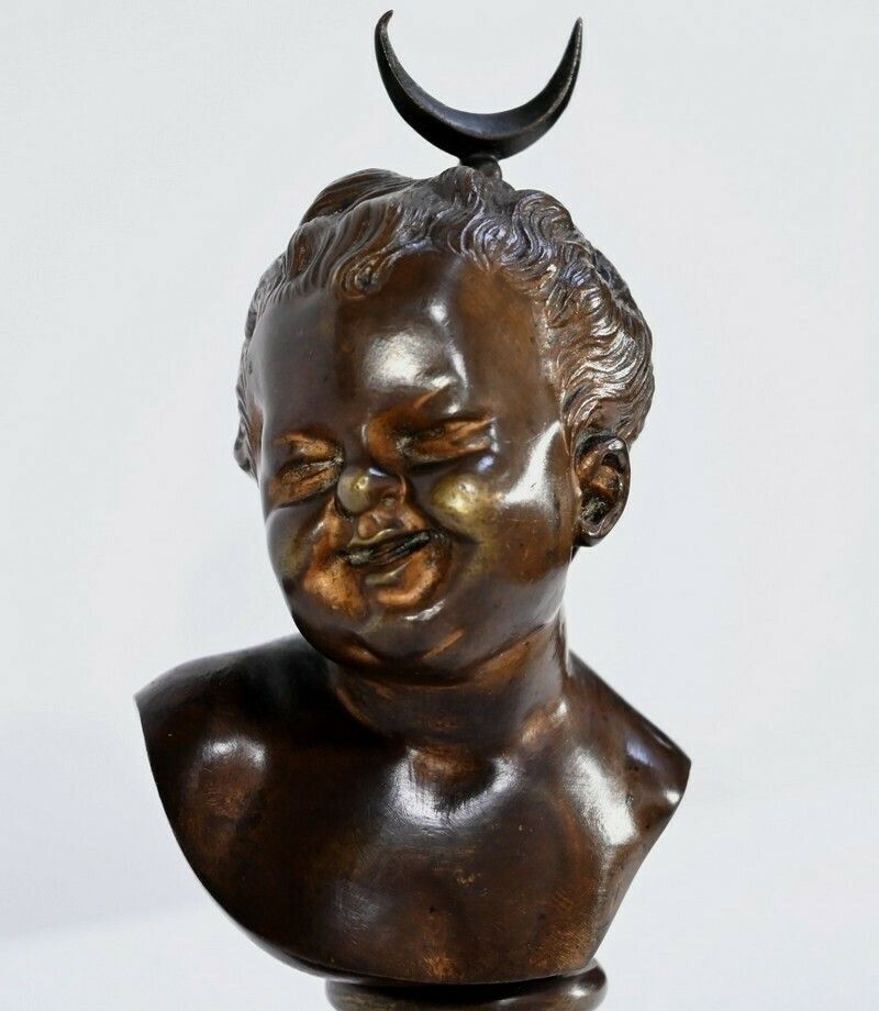 photo vinterior Pair Of Bronzes "Laughing Jean, Crying Jean", After Ja.Houdon   Late 19th Century
