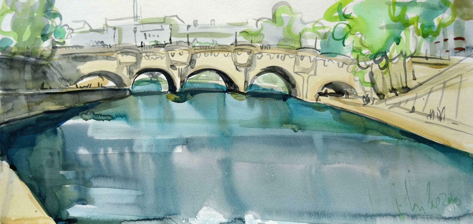 Ingrida Irbe Pont Neuf Paris. 2010. Watercolour On Paper