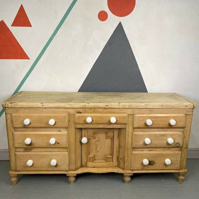 Antique Victorian Pine Sideboard Farmhouse Turned Cupboard