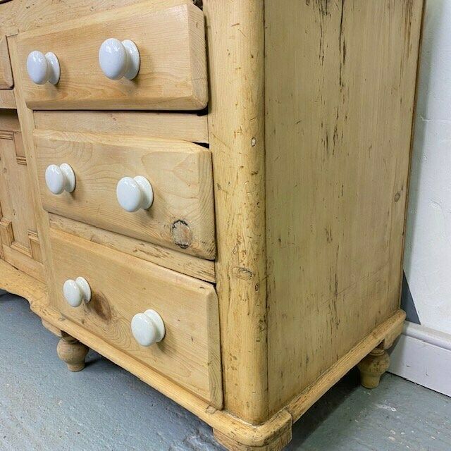 Antique Victorian Pine Sideboard Farmhouse Turned Cupboard photo Furniture