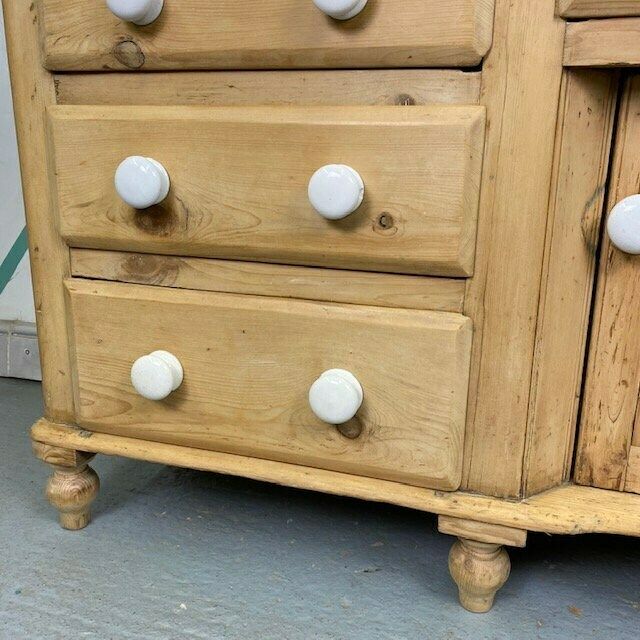 Antique Victorian Pine Sideboard Farmhouse Turned Cupboard photo vintage