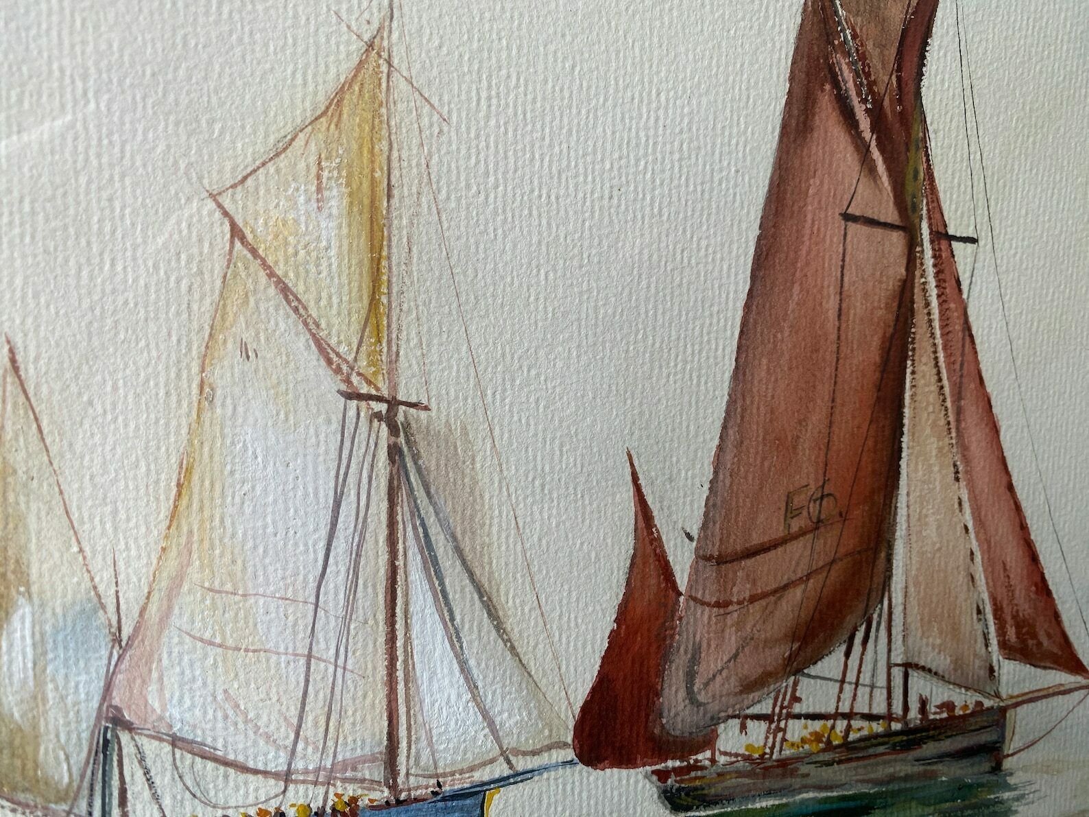 Pair Of Early 20th Century Watercolours Boats In Calm Water Signed Jno G Mckenzie photo 130.0