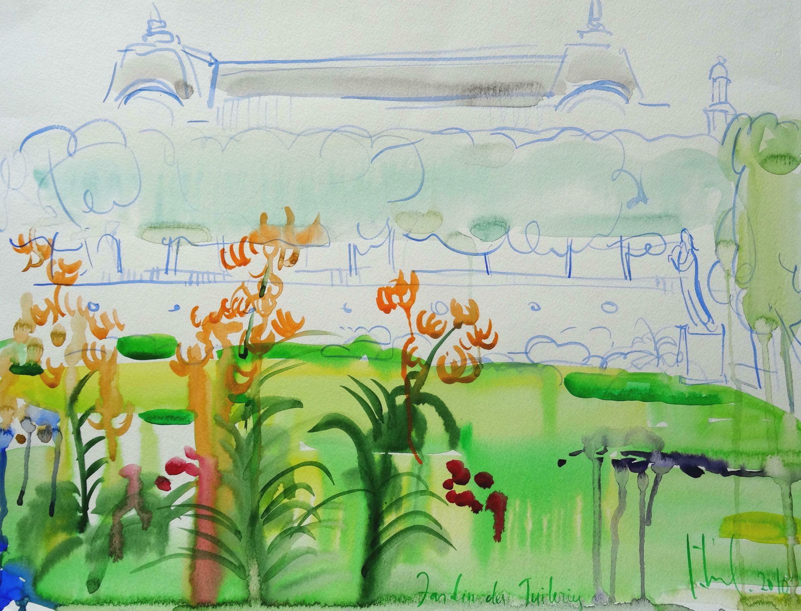 Ingrida Irbe Tuileries Garden Paris. 2010. Watercolour On Paper