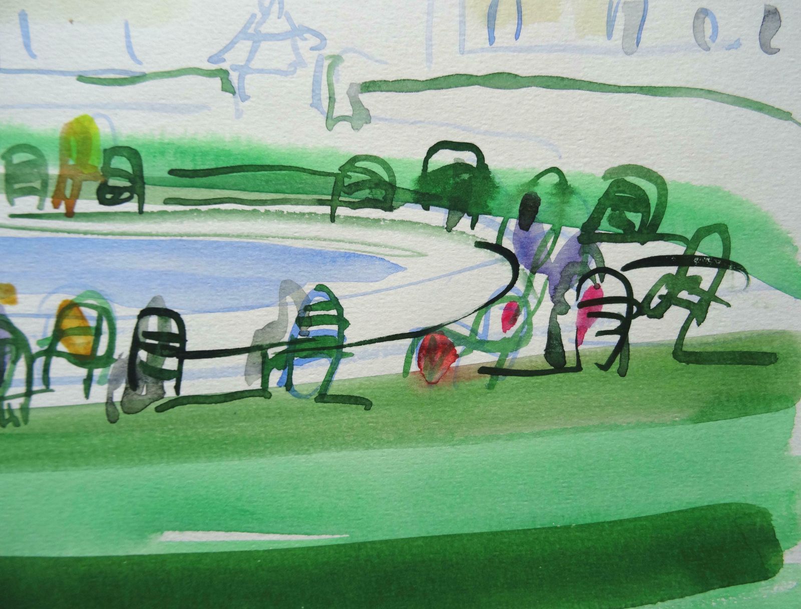 Ingrida Irbe Fountain View. Tuileries Garden. Paris. 2010. Watercolour On Paper photo Art