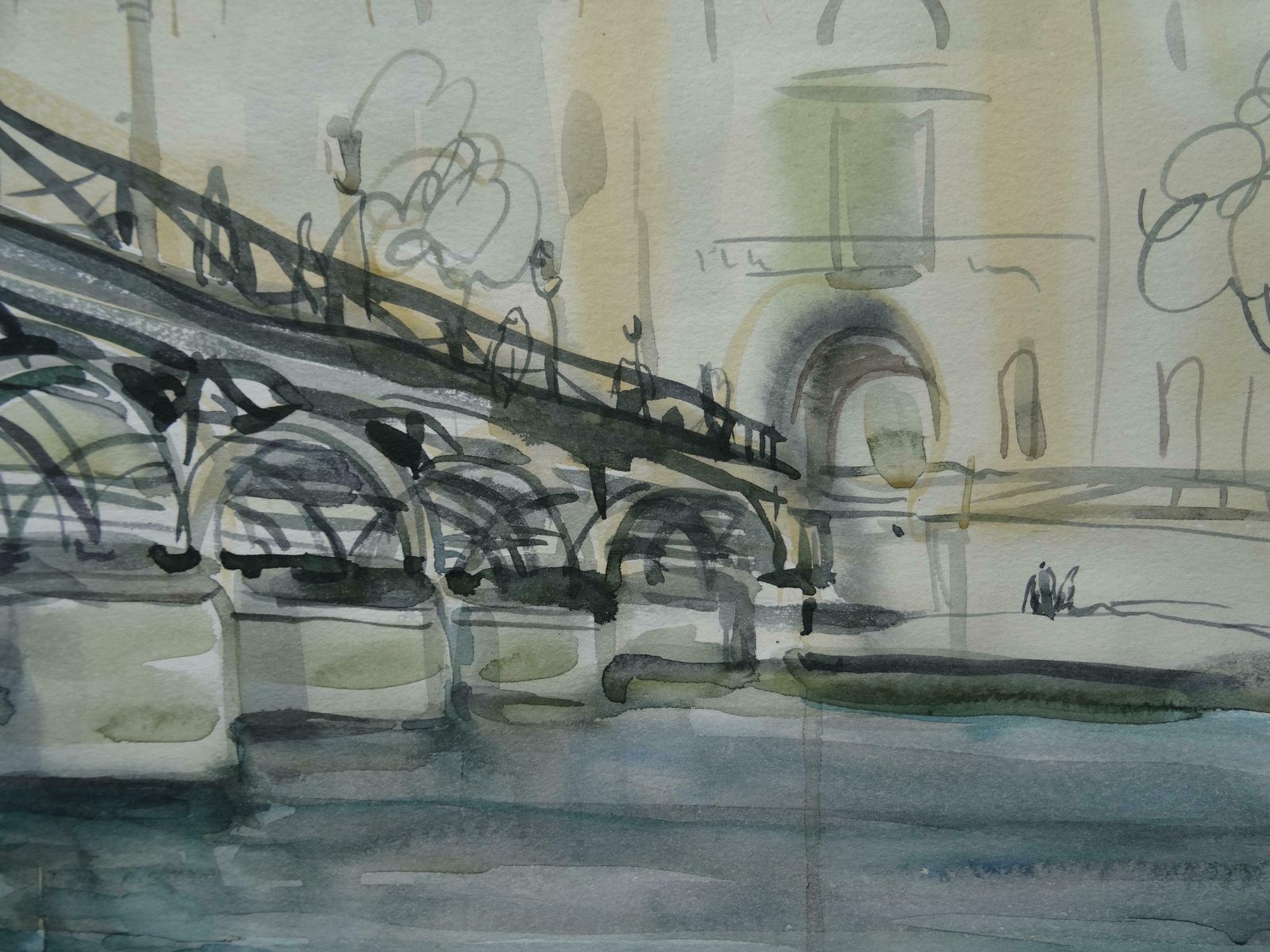 Ingrida Irbe Pont Des Arts. Bridge At Paris. 2010. Watercolour On Paper photo for sale