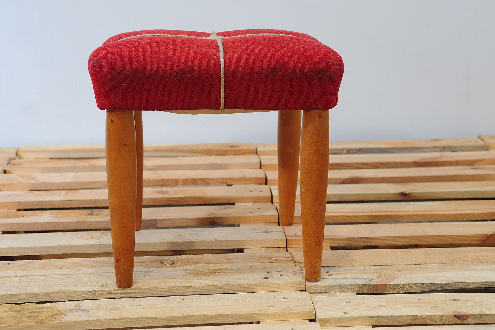 Mid Century Upholstered Stool By Uluv, 1960´S, Czechoslovakia photo vintage