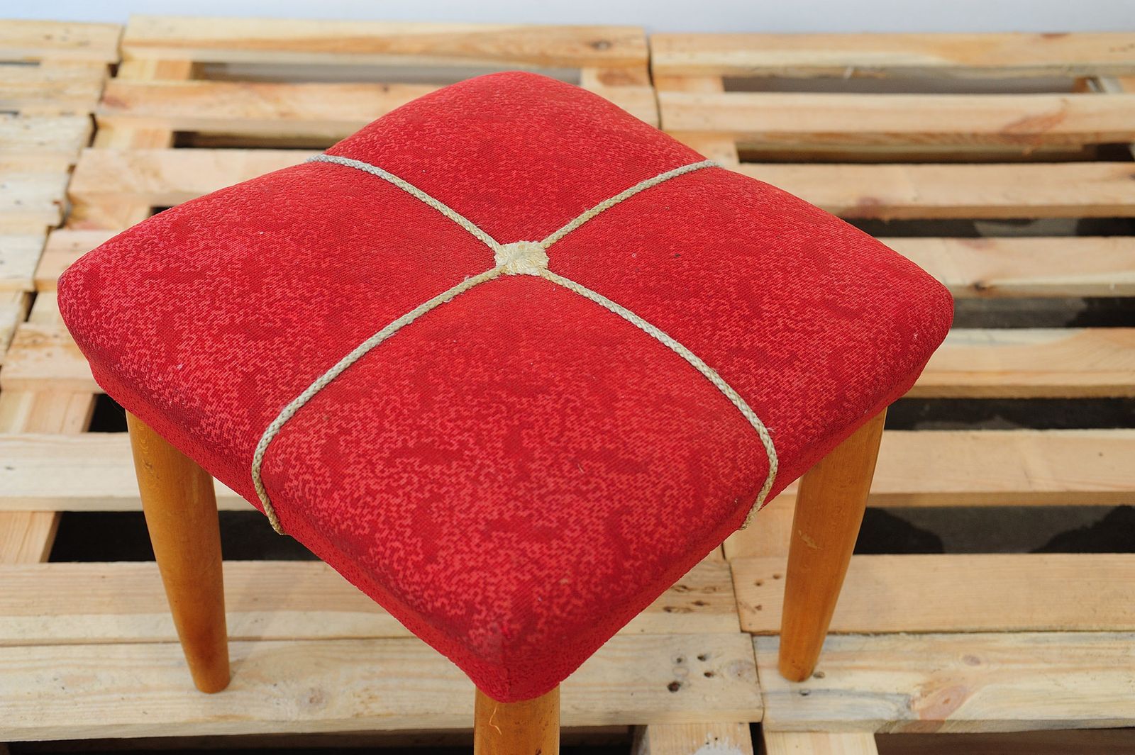 242.0 Mid Century Upholstered Stool By Uluv, 1960´S, Czechoslovakia photo