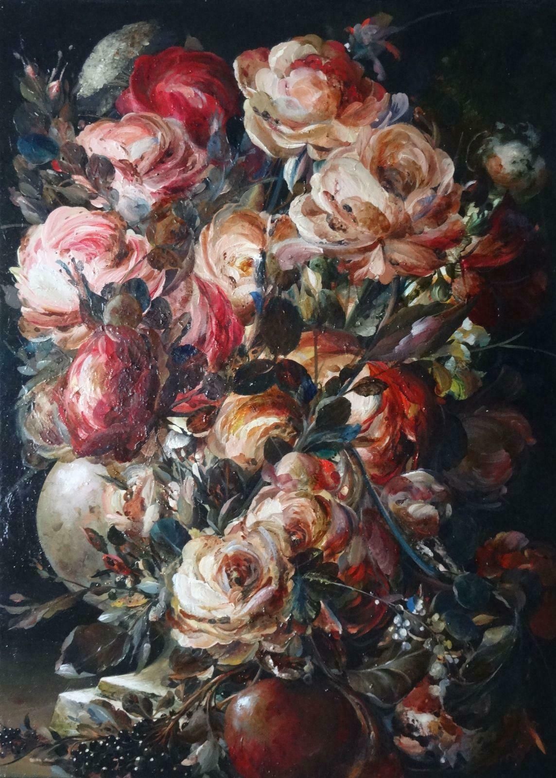 Arturs Amatnieks (Leon) Roses. Canvas, Oil photo furniture