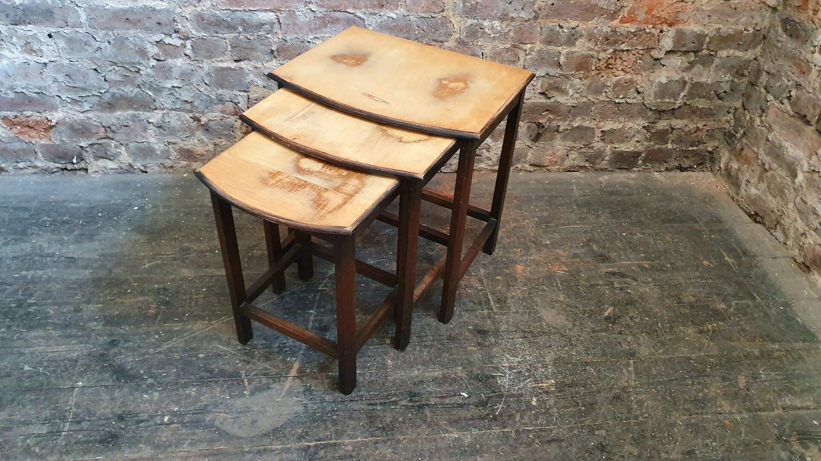 Unique Upcycled Nest Of Part Oak Occasional Side Coffee Tables. photo buy