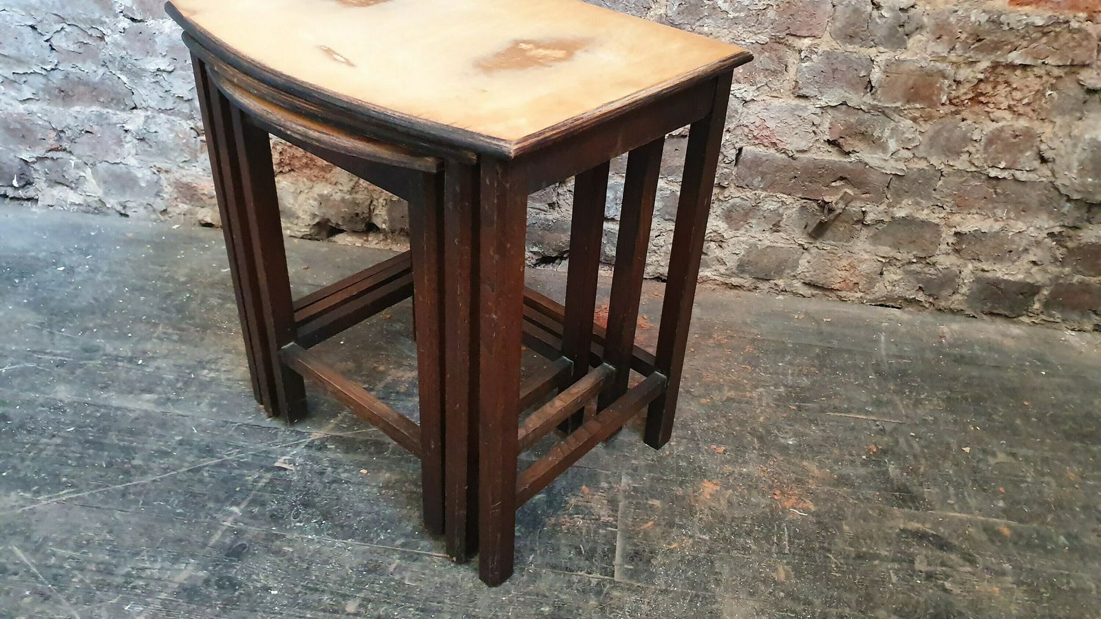 photo furniture Unique Upcycled Nest Of Part Oak Occasional Side Coffee Tables.