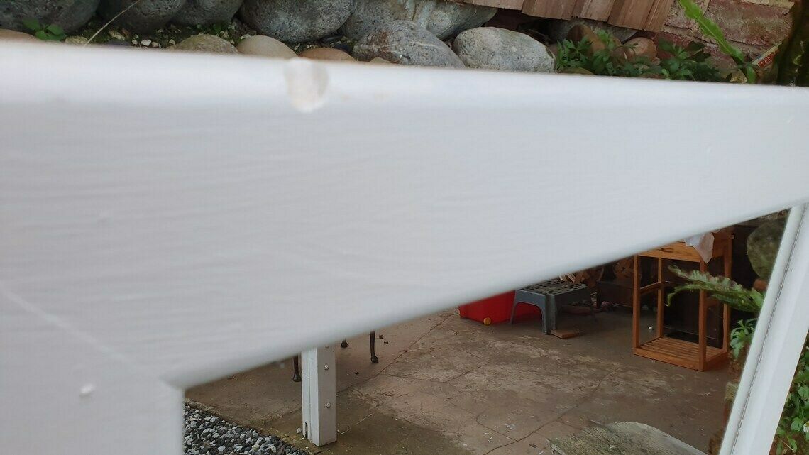 Painted Wall Mirror In Farrow And Ball Wimborne White With Metal Ribbon Hook photo for sale