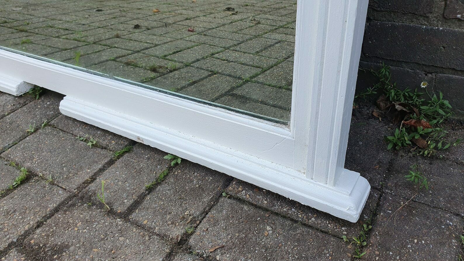 Huge Painted Over Mantel Mirror Oak Mantle Farrow And Ball Wimborne White photo 595.0