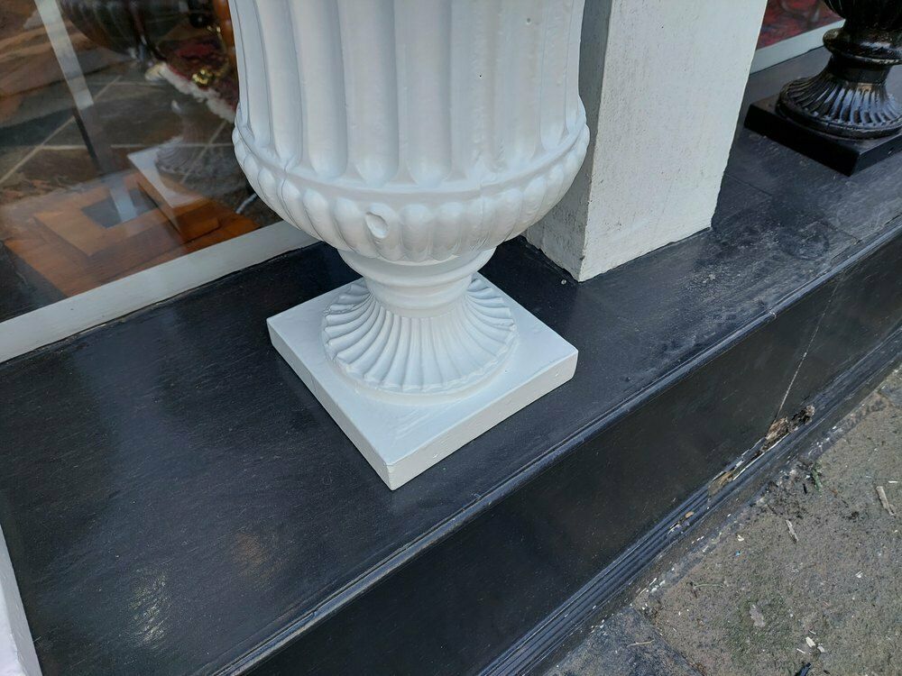 Pair Victorian Cast Iron Garden Campana Urns photo for sale