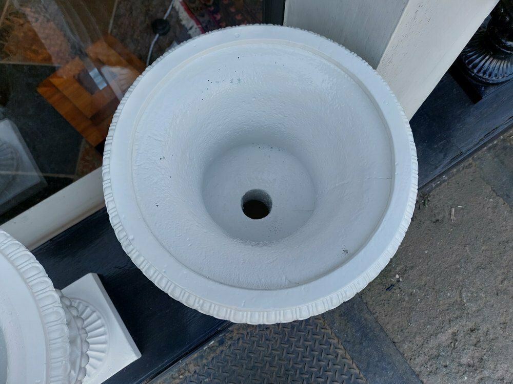Pair Victorian Cast Iron Garden Campana Urns photo Garden Decor