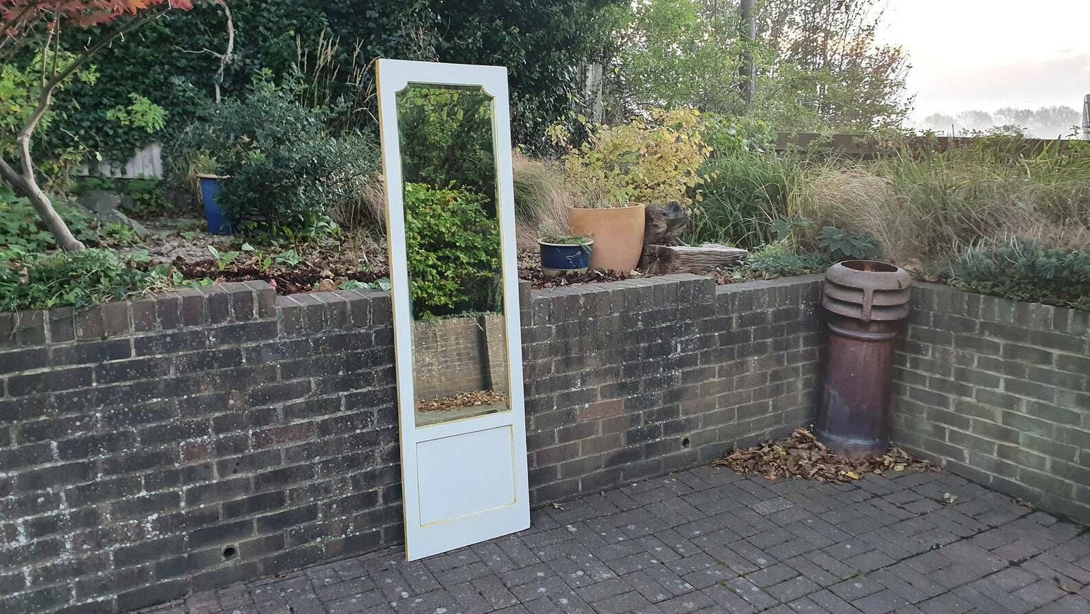 Massive Full Length Mirror Huge Bespoke Converted Edwardian Wardrobe Door Farrow And Ball Gold Highlights