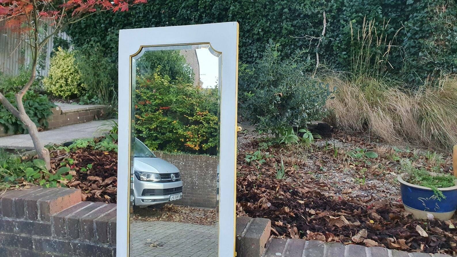 Massive Full Length Mirror Huge Bespoke Converted Edwardian Wardrobe Door Farrow And Ball Gold Highlights photo for sale