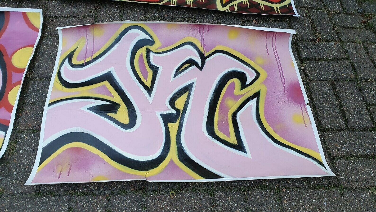 Collection Of 7 Huge Modern Art Graffiti Prints Screen Print Hand Decorated Highlights Posters. Overspray photo for sale