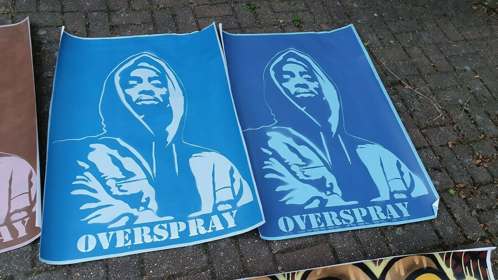 Collection Of 7 Huge Modern Art Graffiti Prints Screen Print Hand Decorated Highlights Posters. Overspray photo vintage