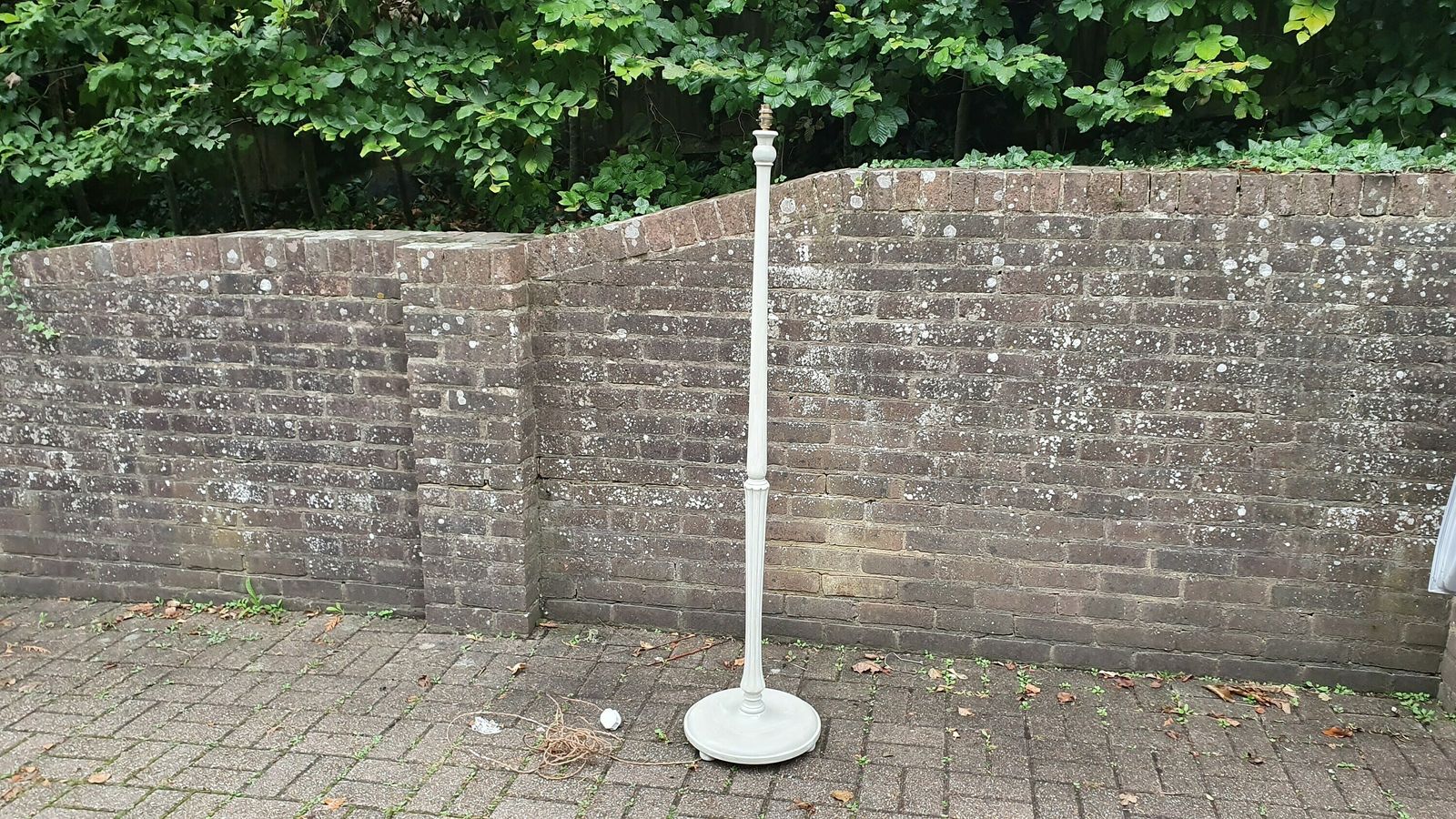 Vintage Painted Shabby Chic Standard Lamp Turned And Fluted ‘Washed’ In Farrow And Ball French Gray It Is 1950’s Or 60’s photo furniture