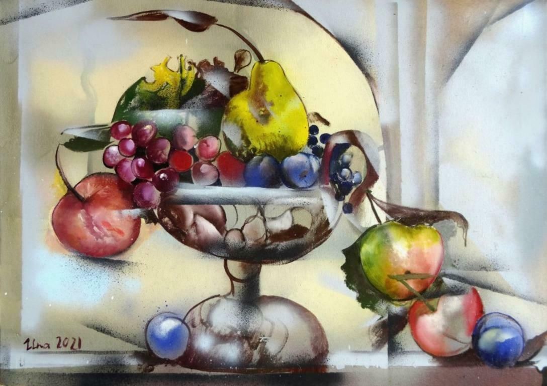 Una Lekuze Still Life With A Pear. 2021. Canvas, Oil