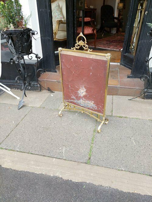 Art Nouveau Brass Framed Fire Screen photo vinterior