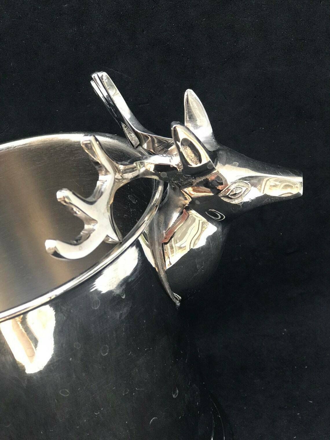 Ice Bucket Christmas Reindeer Silver Plated Bar Cart Decor Christmas Table Wine Holder Wedding Gift Christmas Table Decor photo furniture