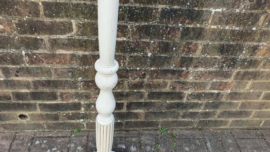 Vintage 1920’s Painted Standard Lamp Turned Fluted Floor photo vinterior