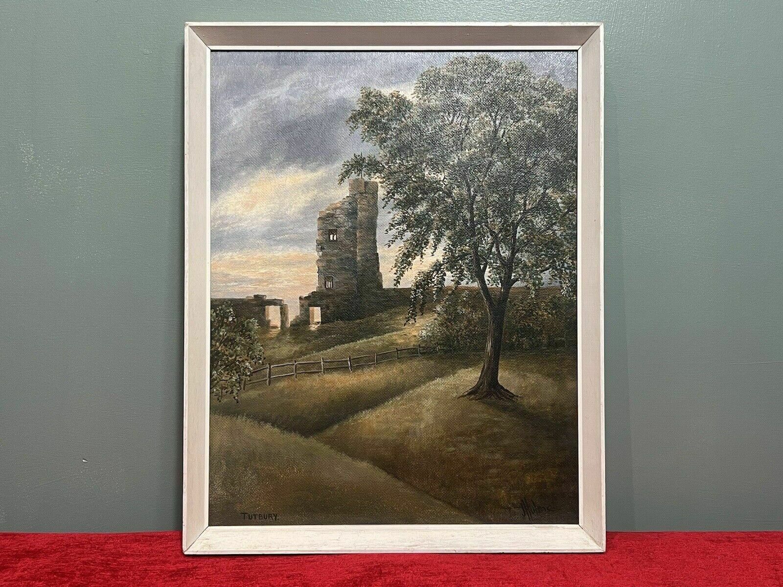 20th Century British Historic Tutbury Castle Oil Painting On Board Signed photo vinterior