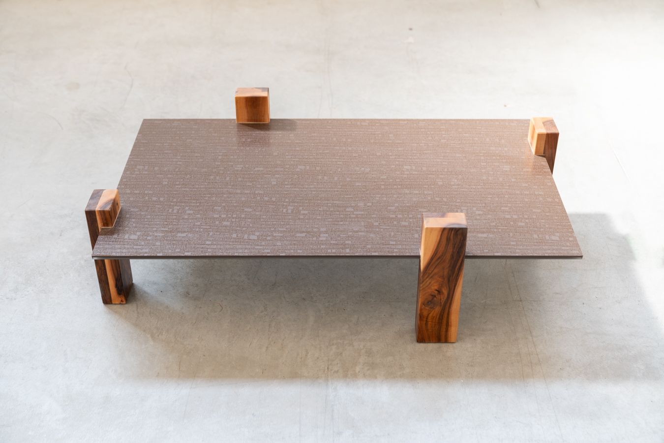 Handcrafted Coffee Table With Ceramic Glass Top And Walnut Legs photo furniture