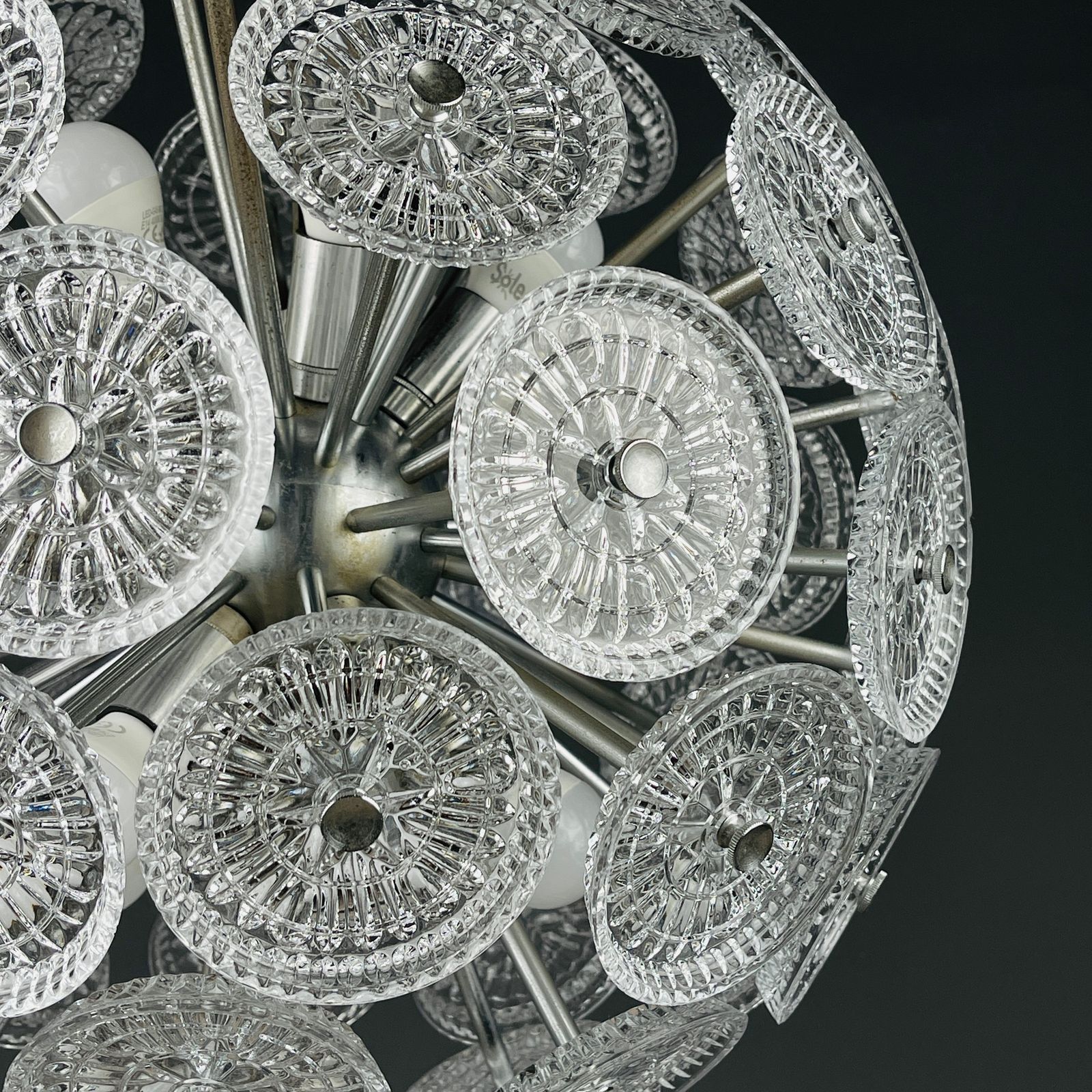 Vintage Crystal Chandelier Sputnik Dandelion Italy 1960s photo for sale