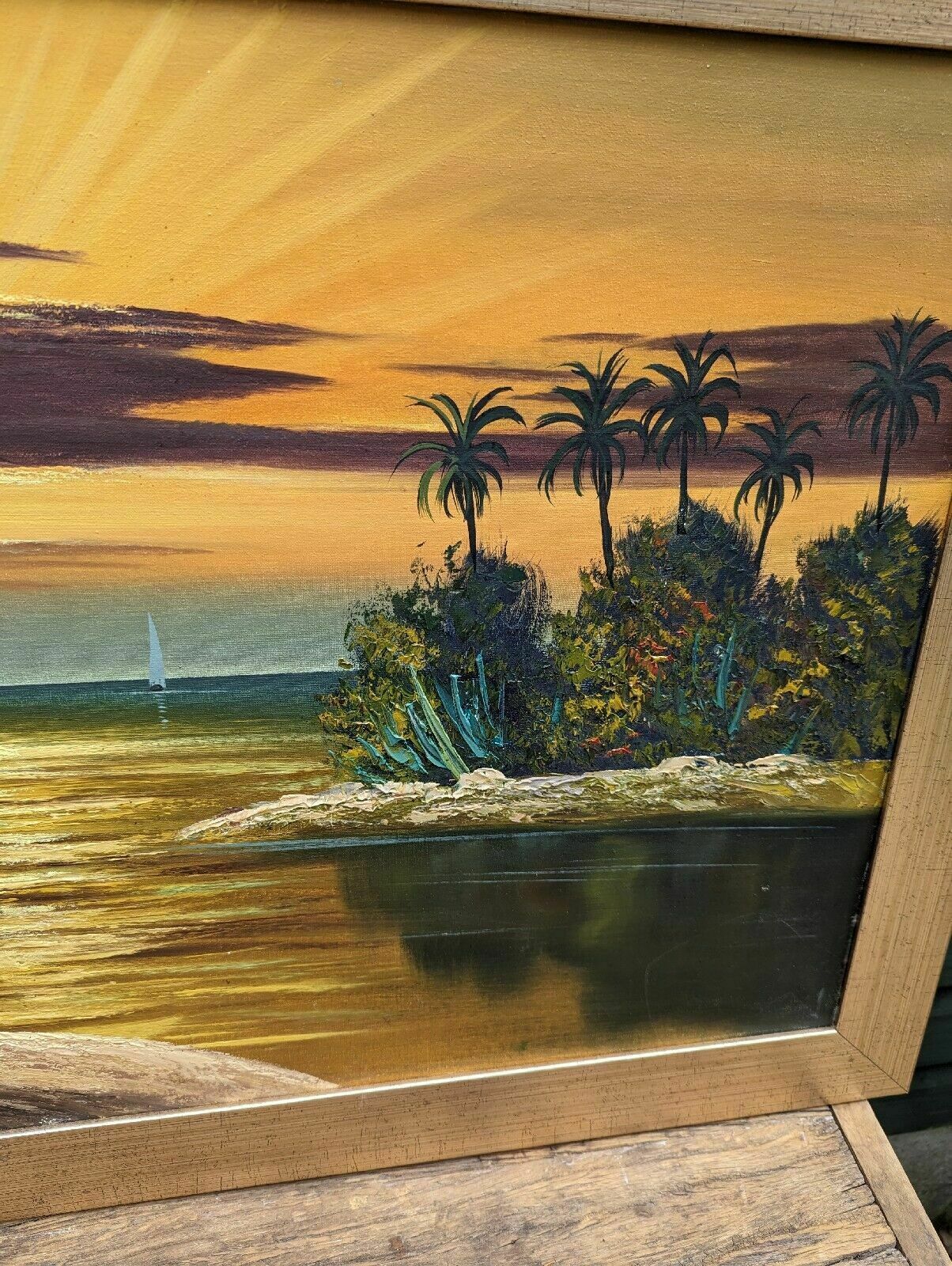 Beautiful Vintage Oil On Canvas Seascape 0223. photo Art