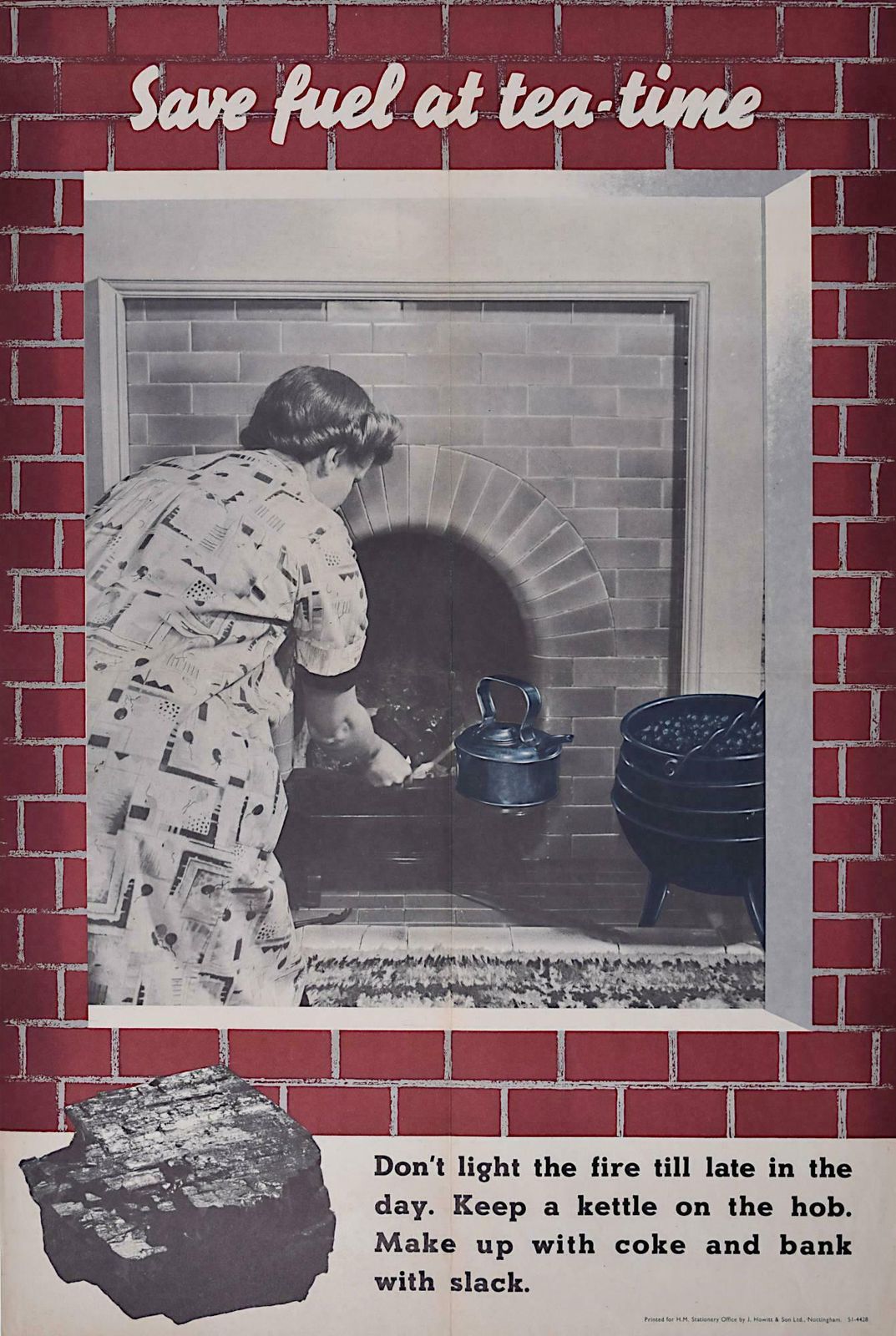 Beverley Pick World War 2 Coal Saving Poster ‘Save Fuel At Tea Time' By Beverley Pick C. 1944