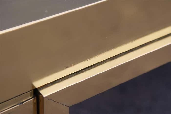 Minimal Great Table Coffee Maison Mercier Freres France 1970s Brass Steel photo Furniture