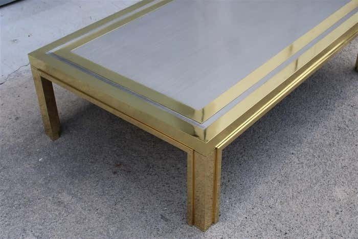 Minimal Great Table Coffee Maison Mercier Freres France 1970s Brass Steel photo buy
