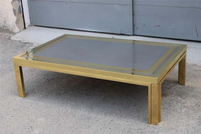 photo buy Minimal Great Table Coffee Maison Mercier Freres France 1970s Brass Steel