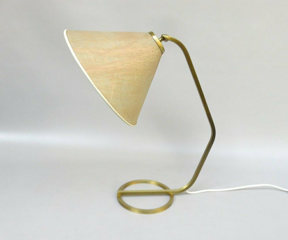 Extraordinary Table Lamp In Brass With Lampshade In Fiberglass, 1960s photo furniture