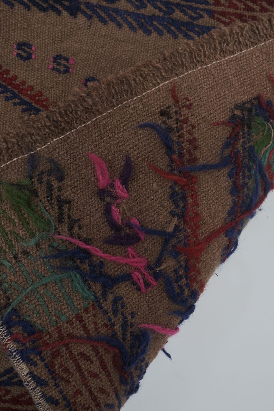 Textiles 1970s Vintage Embroidered Kilim Jajim Runner 1'6'' X 13'2'' photo