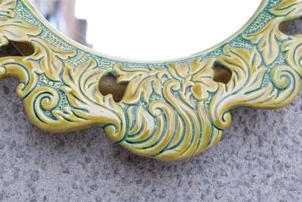 Green Wall Mirror In Pop Art Baroque Ceramic 1950s Made In Italy photo Home Decor