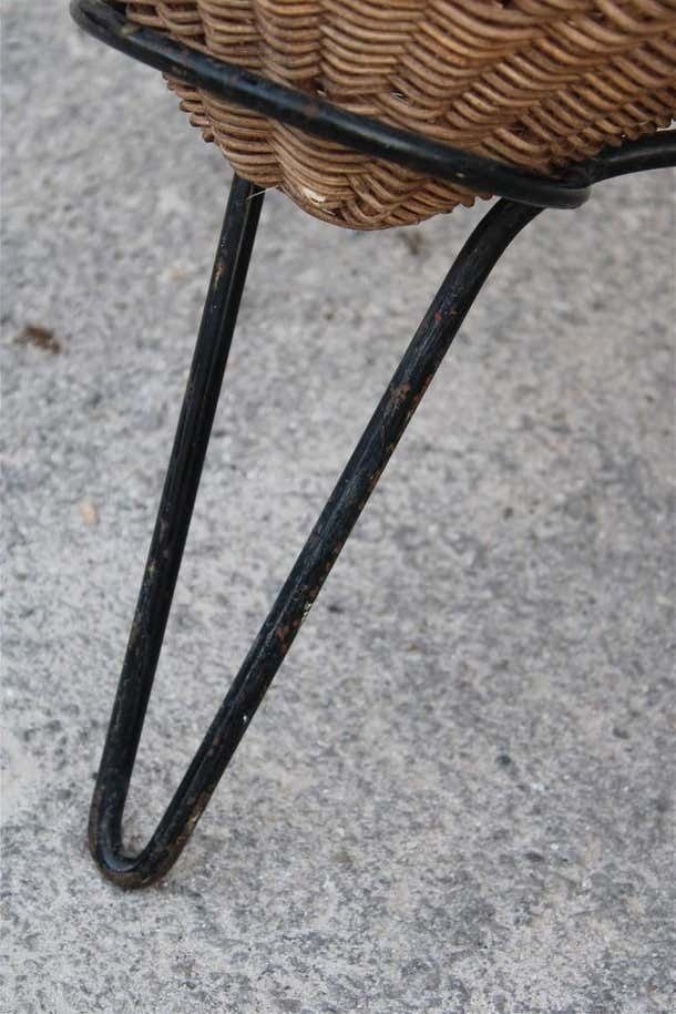 Pair Of Roberto Mango Armchairs Italy 1950 Iron And Bamboo Cone Wicker photo Furniture