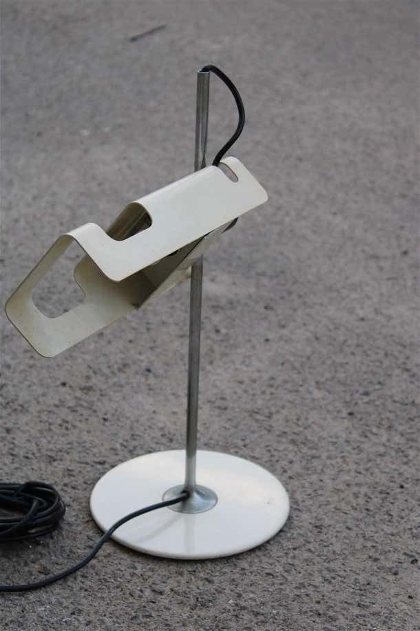Spider Table Lamp Joe Colombo 1960s White Metal Original Old photo 1263.0